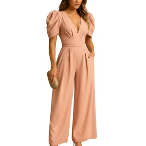Teexden Women's Elegant Long Jumpsuit – Tailored Wide Leg Formal One-Piece