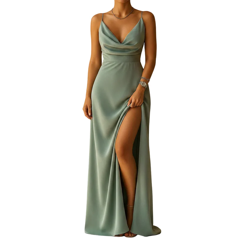 Teexden Women's Elegant V-Neck Maxi Dress – Flowy Formal Evening Wear