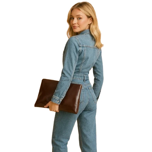 Teexden Women's Long Sleeve Denim Jumpsuit – Casual Straight Leg Romper - Image 3