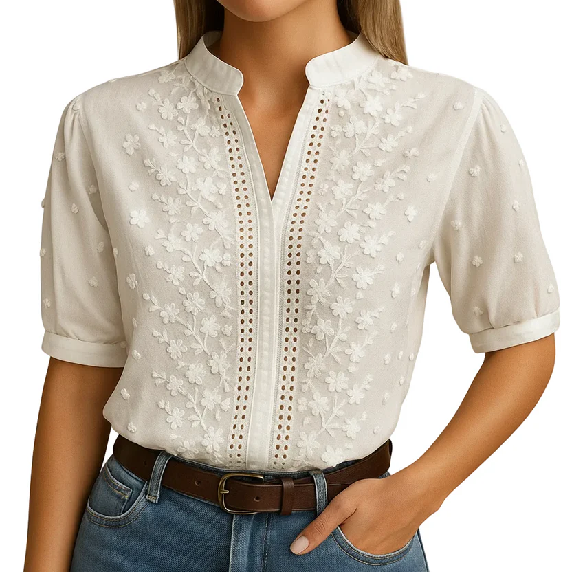 Teexden Women's White Button-Down Blouse – Tailored Business Casual Shirt - Image 2