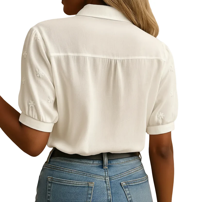 Teexden Women's White Button-Down Blouse – Tailored Business Casual Shirt - Image 4