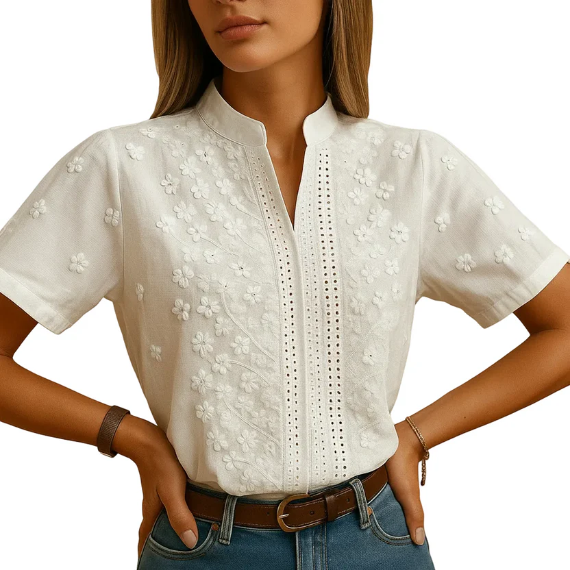 Teexden Women's White Button-Down Blouse – Tailored Business Casual Shirt - Image 3